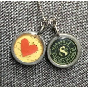 Double Pendant Necklace 15 In Marseille Heart Love S Monogram Silver Ball Chain